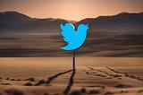 Twitter bird logo alone in a desolate landscape