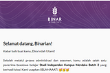 Experience While Being a Student at Binar Academy