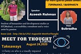 Let’s talk let’s connect | LTLC0229 | August 24, 2020 | Meet For Thought | Azeesh Rahman