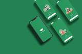 Image of four screens from the app