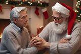 Grandfather urging Santa to continue visiting