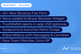 Nano Digest — 45+ fiat pairs available Binance, Brave Browser, Trustwallet, Swapzone, Nanogate…