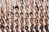An image of dozens of women with different skin colours
