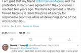 Misleading Trump tweets claiming the Paris Agreement costs American taxpayers money to clean up other countries’ pollution