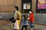 A FATHER’S WALK ON PALM SUNDAY, BEFORE A FIGHT OF FIVE BULLS