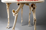 A bloody table made from human limbs