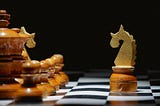 A chess knight facing pawns. Your approach is your choice.