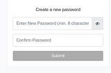 Screenshot Reset password webpage