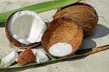 Coconut meat and shells.