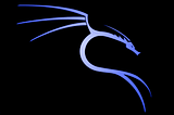 a blue kali linux logo with a black background. a dragon looking towards the right direction.