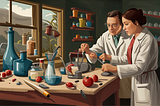 An image of two researchers working at their lab.
