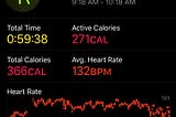 Dance Workout Stats — 271 Active Calories and 366 Total Calories