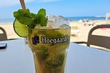 A mojito at a beach bar.