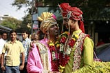 Indian gay couple at their wedding.