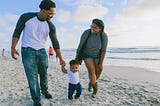 family walking together at the beach