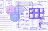 Collage of different deliverables related to the UX design process