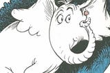 Cartoon image of Horton Hears hearing a Who