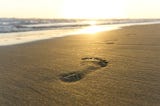 Footprint, Sand, Sunset image