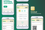 Poster with four app screens and app logo