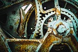 Close-up of rusted gears