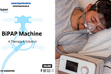 Person sleeping with a BiPAP mask connected to a BiPAP machine, receiving respiratory therapy support. HyperLocals Medical Equipment Rental Company