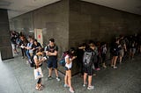 Young people in line to vote