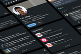 Decorative banner header showing dark mode versions of LinkedIn screens.