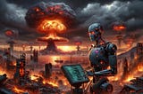 A rogue artificial intelligence destroys the planet.