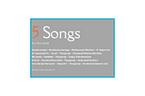 Five Songs for the Week — 10