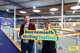 Photo of Authors Sim Alec Sansford & Chantelle Atkins at Bournemouth Writing Festival in 2023.