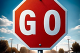 Red “stop” sign that says GO.