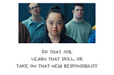 A photo from a video called “Assume that I can and maybe I will” featuring Madison Tevlin, who has Down syndrome. The text reads, “I assume that they can. That they can do that job, learn that skill, or take on that new responsibility. And maybe they will.” Along the bottom it gives credit for the image to CoorDown and includes the account who created the message: @betterallies
