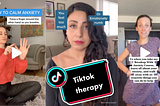 Three screenshots of TikTok videos from qualified therapists