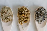 3 types of spices inside a spoon