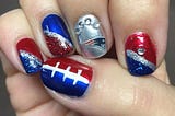 Football Nail Art design ideas for Super bowl 2019.