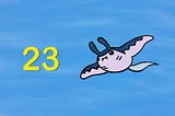 A doodle of Mantine the manta ray-like Pokémon with the number 23 on the left.