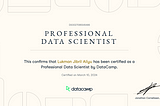 My Journey to Becoming a DataCamp Certified Professional Data Scientist