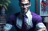 An AI-generated image of a devious-looking well-dressed spectacled young man