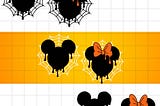 Halloween Bundle, Mickey Minnie Head, Castle, Bat, Spider, Cut, Cricut, Silhouette, Instant Download, Halloween Family Vacation PNG