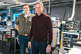 Drs. Jason Hein and Curtis Berlinguette in a self-driving chemistry lab at the University of British Columbia.