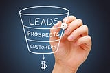 Marketing leads funnel written in marker