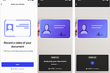Mobile screens showing a concept of a document verification experience
