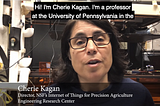 A screen-shot of Cherie Kagan giving a tour of her lab in an NSF “Scientist Selfie” video.
