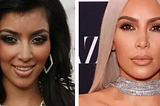 How does Kim Kardashian’s appearance change before and after contouring?