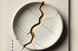 Japanese Art of reusing a cracked pottery or plate joined together filling the gap with golden color represents rebuilding humans with self development