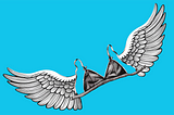 A bra with angel’s wings flying in the sky