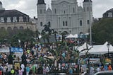Festival crowds in Jackson Square, New Orleans.