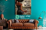 HOT Black girl Just a queen who loves music and wine poster