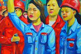Painting of workers on strike generated by author using DALL-E