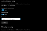 Proxy settings window
